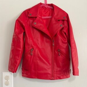 Kids Red Faux Leather Jacket